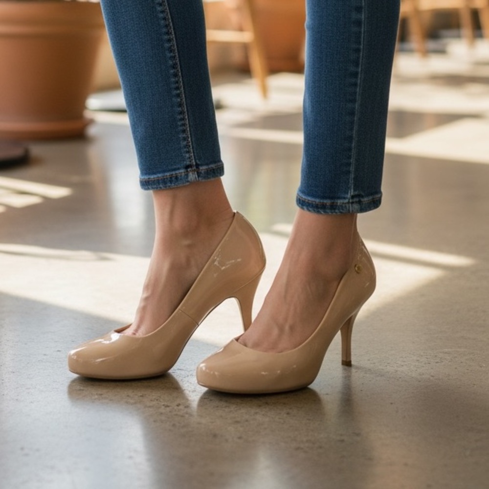 Vizzano Glamour Nude Tan Heels Shoes Womens | Size 6